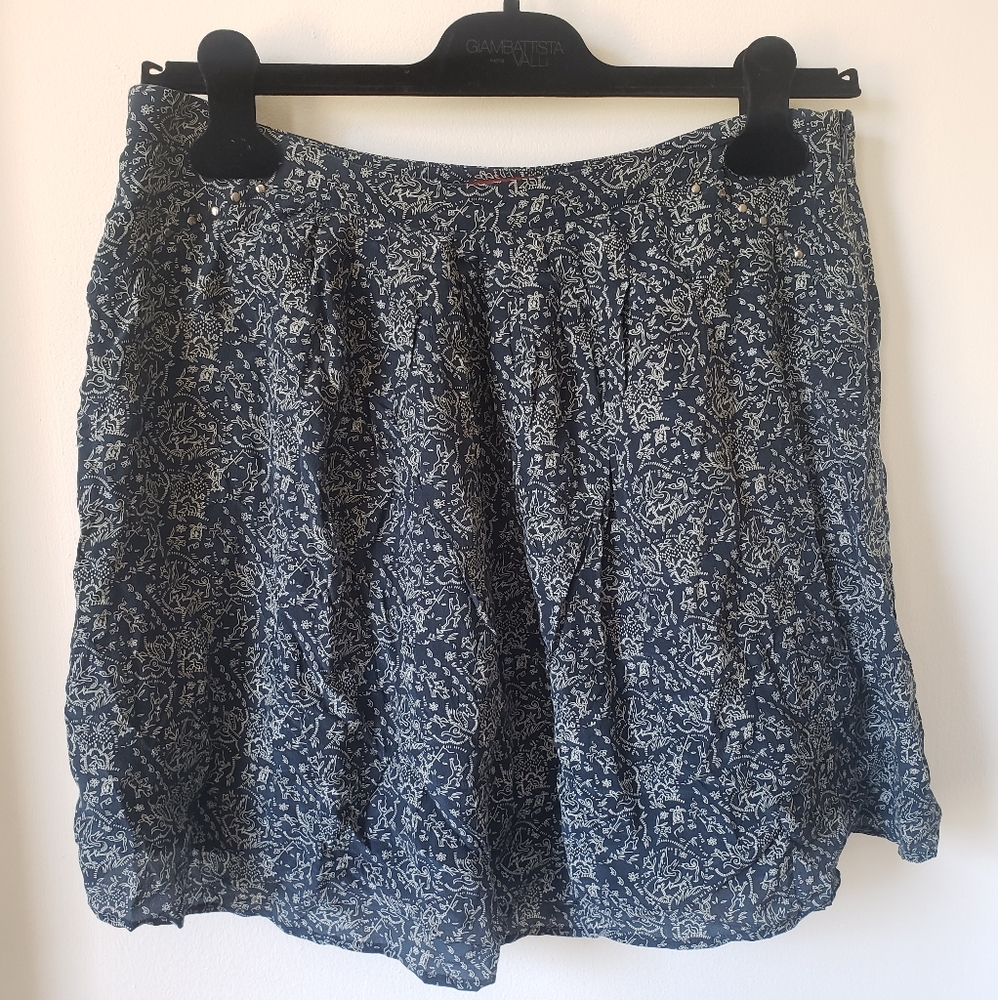 Comptoir Des Cottonniers silk navy blue skirt